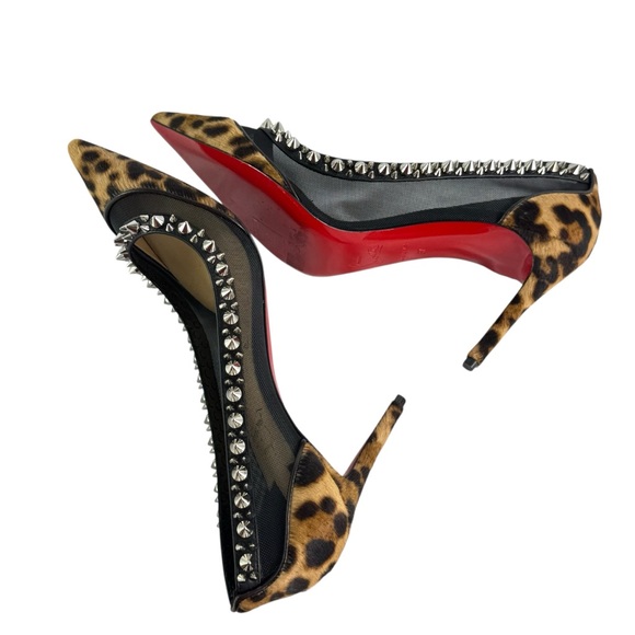 CHRISTIAN LOUBOUTIN Galativi Spikes 85 Leopard Mesh Heels Pump 37 - 7US - Picture 11 of 11